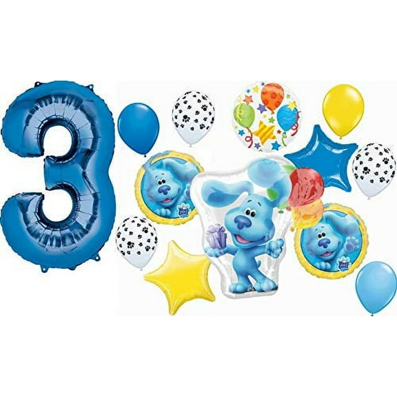 Blue's Clues Party Supplies BLUE 3rd Birthday Balloon Bouquet Decorations