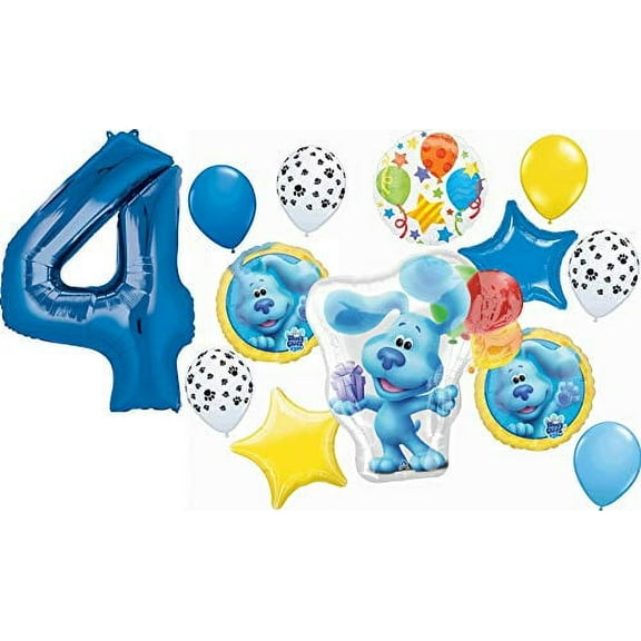 Blue's Clues Party Supplies BLUE 4th Birthday Balloon Bouquet Decorations