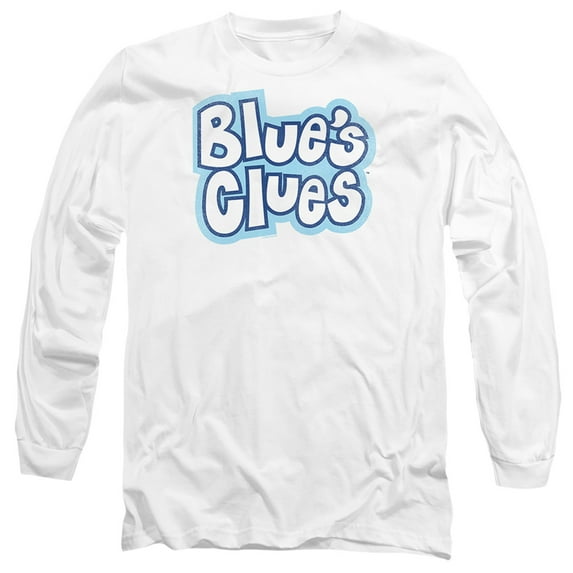 Blue's Clues Vintage Logo Unisex Adult Long-Sleeve T Shirt (3X-Large) White