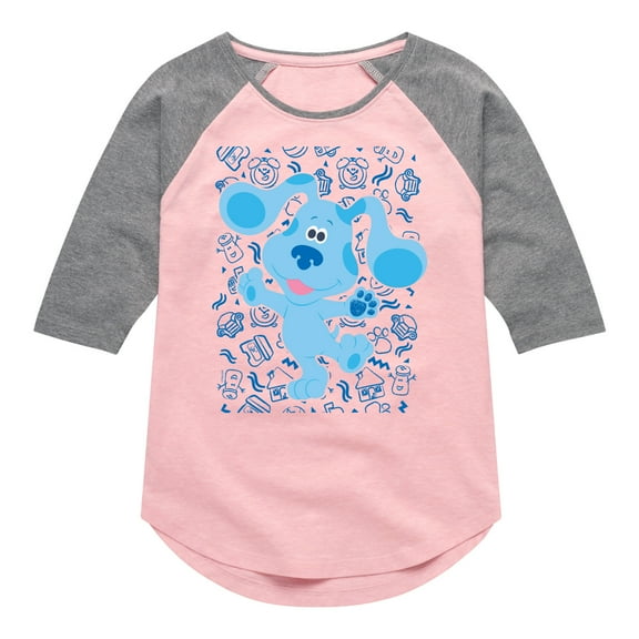 Blue's Clues & You! - Blue Waves Hello - Toddler & Youth Girls Raglan Graphic T-Shirt
