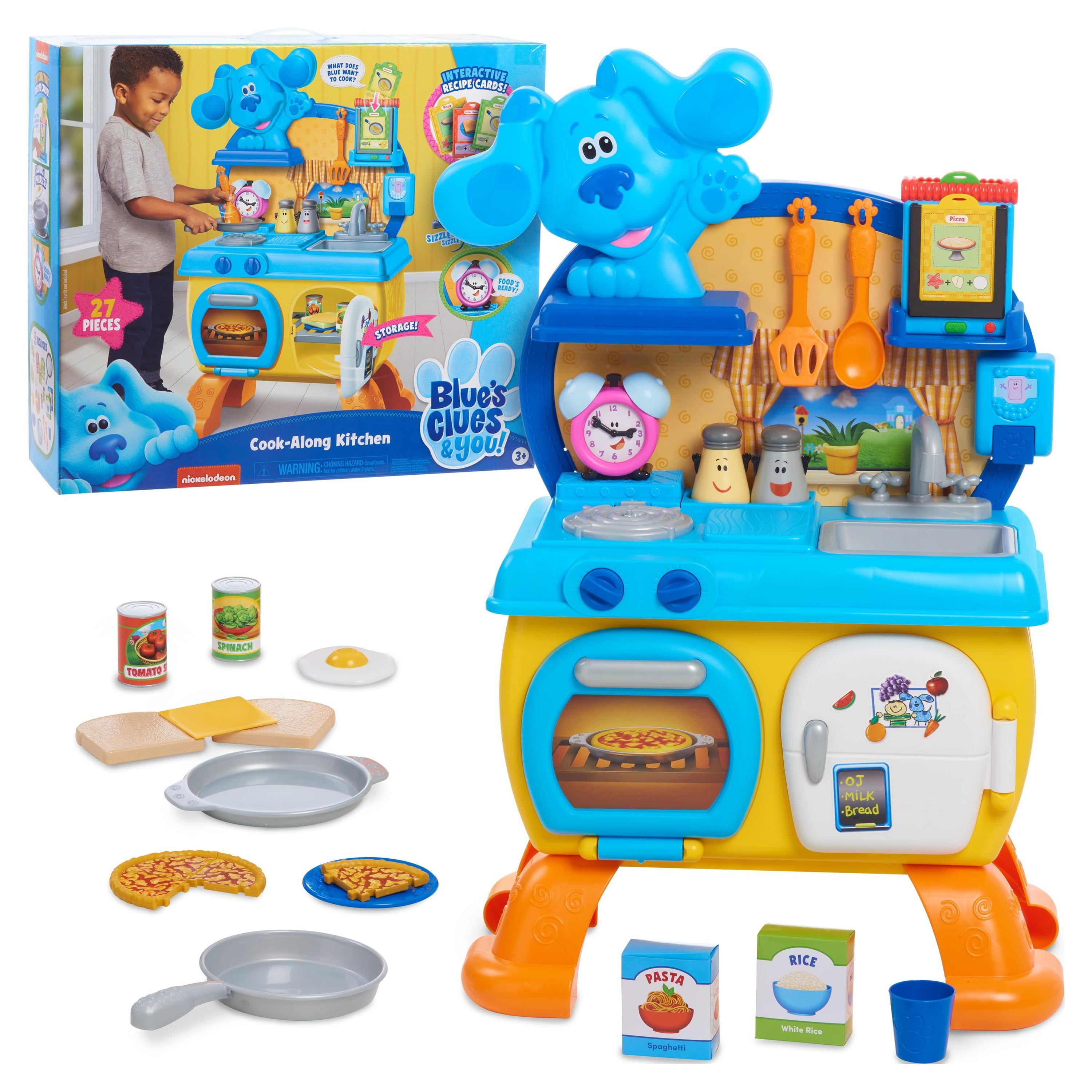 Blue's Clues & You! Cook-Along Pretend Play Kitchen Set, Includes Over 20 Pieces, Lights, Realistic Sounds, and Interactive Features, Kids Toys for Ages 3 Up, Gifts and Presents