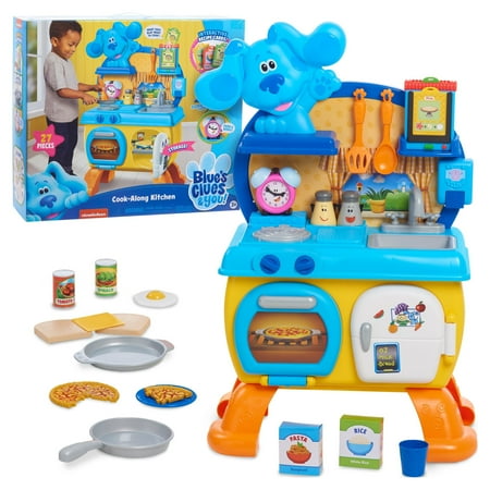 Blue's Clues & You! Cook-Along Pretend Play Kitchen Set, Includes Over 20 Pieces, Lights, Realistic Sounds, and Interactive Features, Kids Toys for Ages 3 Up, Gifts and Presents