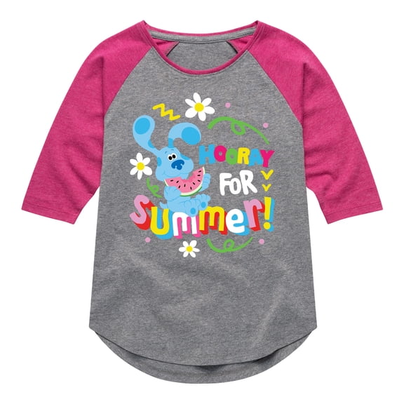 Blue's Clues & You! - Hooray for Summer - Toddler & Youth Girls Raglan Graphic T-Shirt
