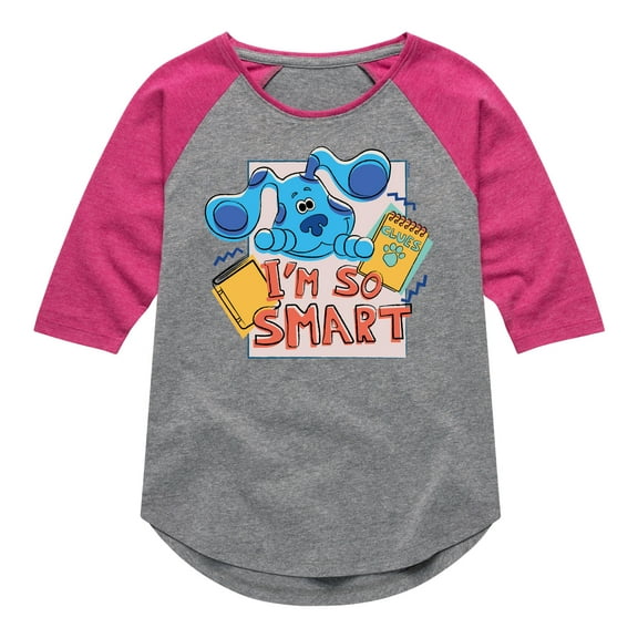 Blue's Clues & You! - I'm So Smart - Toddler & Youth Girls Raglan Graphic T-Shirt