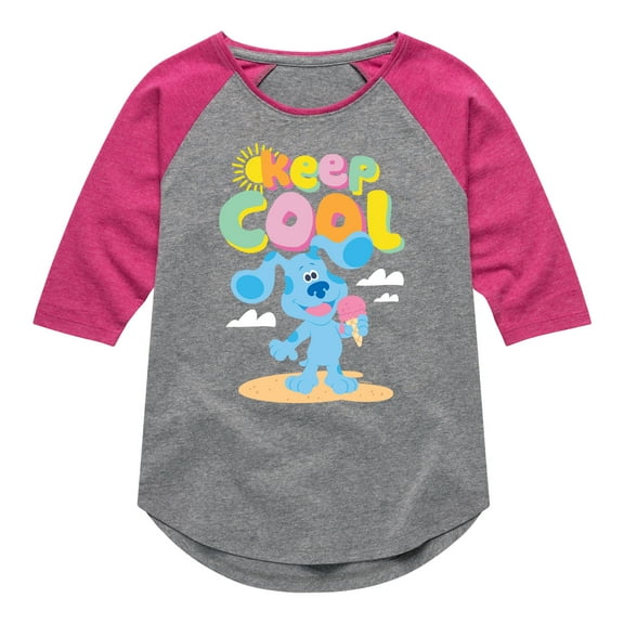 Blue's Clues & You! - Keep Cool - Eat Ice Cream - Toddler & Youth Girls Raglan Graphic T-Shirt