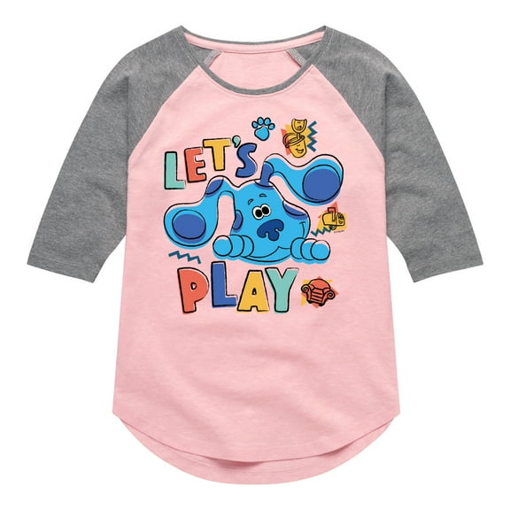 Blue's Clues & You! - Let's Play - Toddler & Youth Girls Raglan Graphic T-Shirt