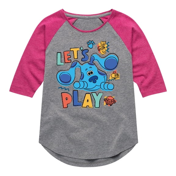 Blue's Clues & You! - Let's Play - Toddler & Youth Girls Raglan Graphic T-Shirt
