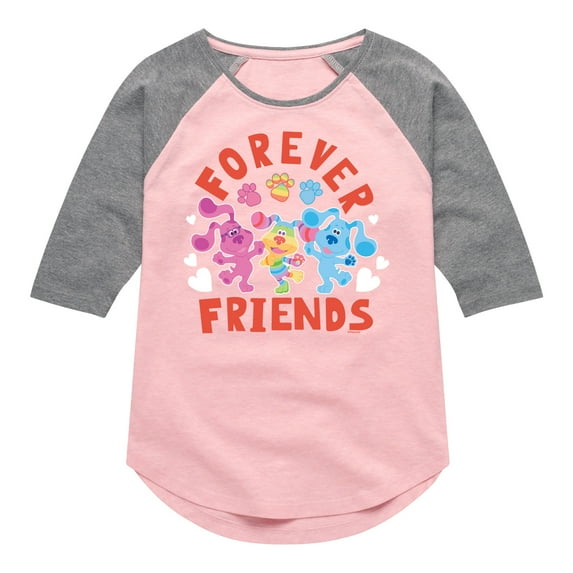 Blue's Clues & You! - Magenta & Blue - Forever Friends - Toddler & Youth Girls Raglan Graphic T-Shirt