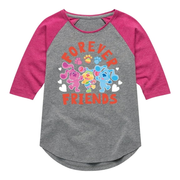 Blue's Clues & You! - Magenta & Blue - Forever Friends - Toddler & Youth Girls Raglan Graphic T-Shirt