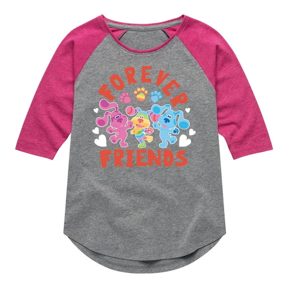 Blue's Clues & You! - Magenta & Blue - Forever Friends - Toddler & Youth Girls Raglan Graphic T-Shirt