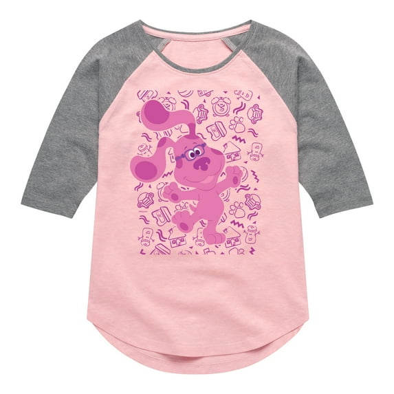 Blue's Clues & You! - Magenta Excited - Toddler & Youth Girls Raglan Graphic T-Shirt