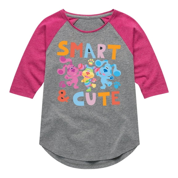 Blue's Clues & You! - Smart & Cute - Toddler & Youth Girls Raglan Graphic T-Shirt