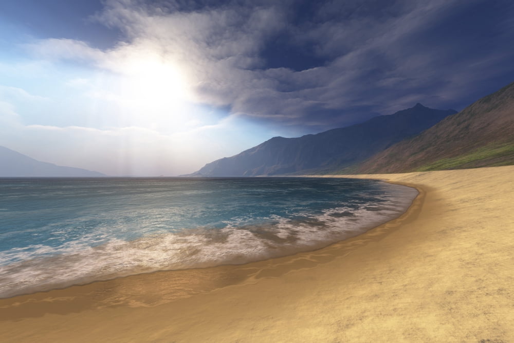 Blue seas and radient sun shine in this seascape Canvas Art - Corey FordStocktrek Images (18 x 12)