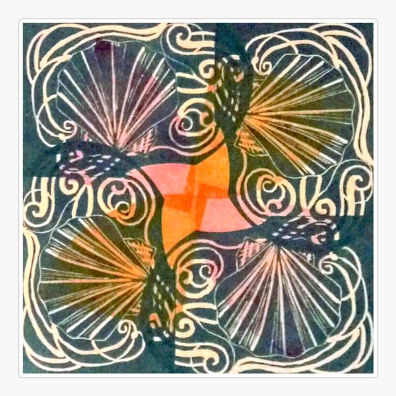 Blue seashells stamp pink and orange overlays Sticker