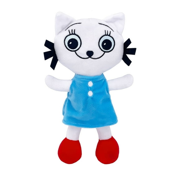 Blue skirt white cat plush doll 25cm
