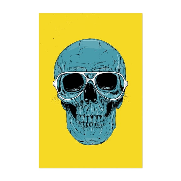 Blue skull - Illustration Skull Pop Art Modern Art Surrealism Halloween Humor Unframed Wall Art Print 4 x 6 inches