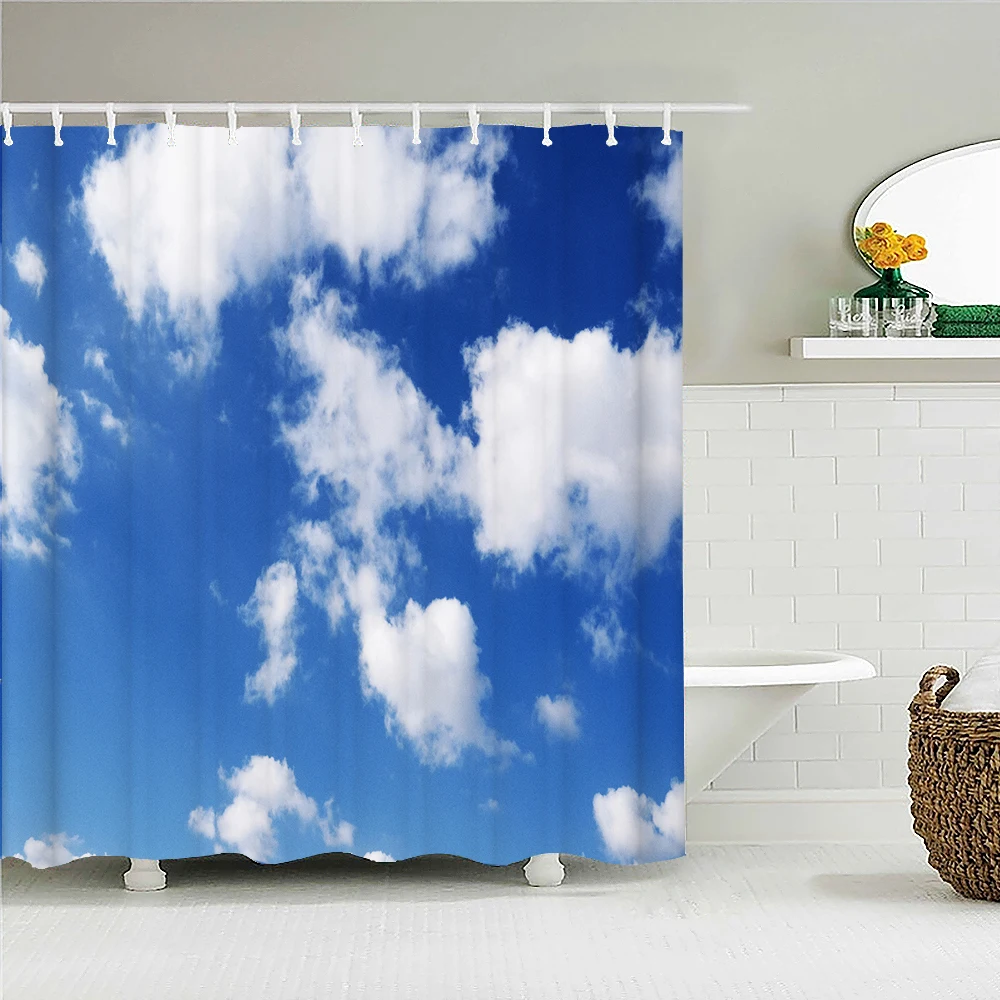 Blue sky Clouds Sunny Nature Scenery 3D Printing Shower Curtain with