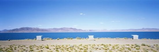 Blue sky over a lake Pyramid Lake Nevada USA Canvas Art - Panoramic Images (36 x 12)