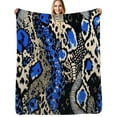 thumbnail image 1 of Blue snakeskin leopard print fabric Flannel Blankets Soft Throw Blanket Winter Travel Office Outdoor Bedspread, 1 of 6