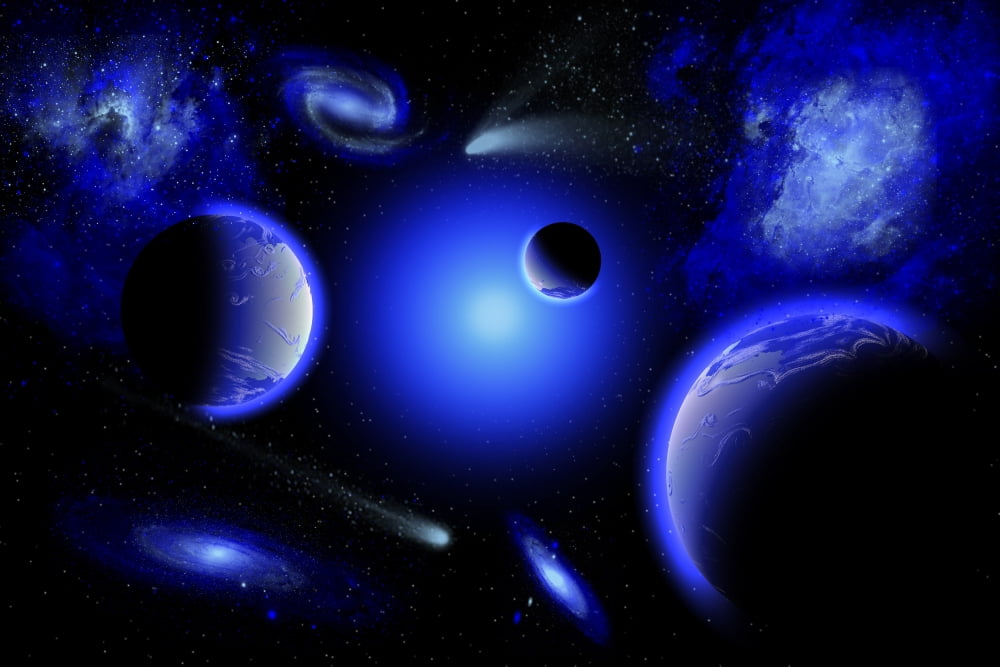 Blue stars are amongst the youngest of the stars in the universe Canvas Art - Mark StevensonStocktrek Images (35 x 23)