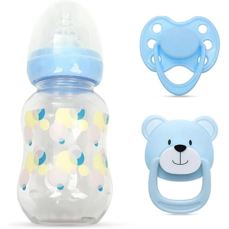 Blue style magnetic pacifier bottle set 2 pieces suitable for Reborn baby doll accessories children's gifts
