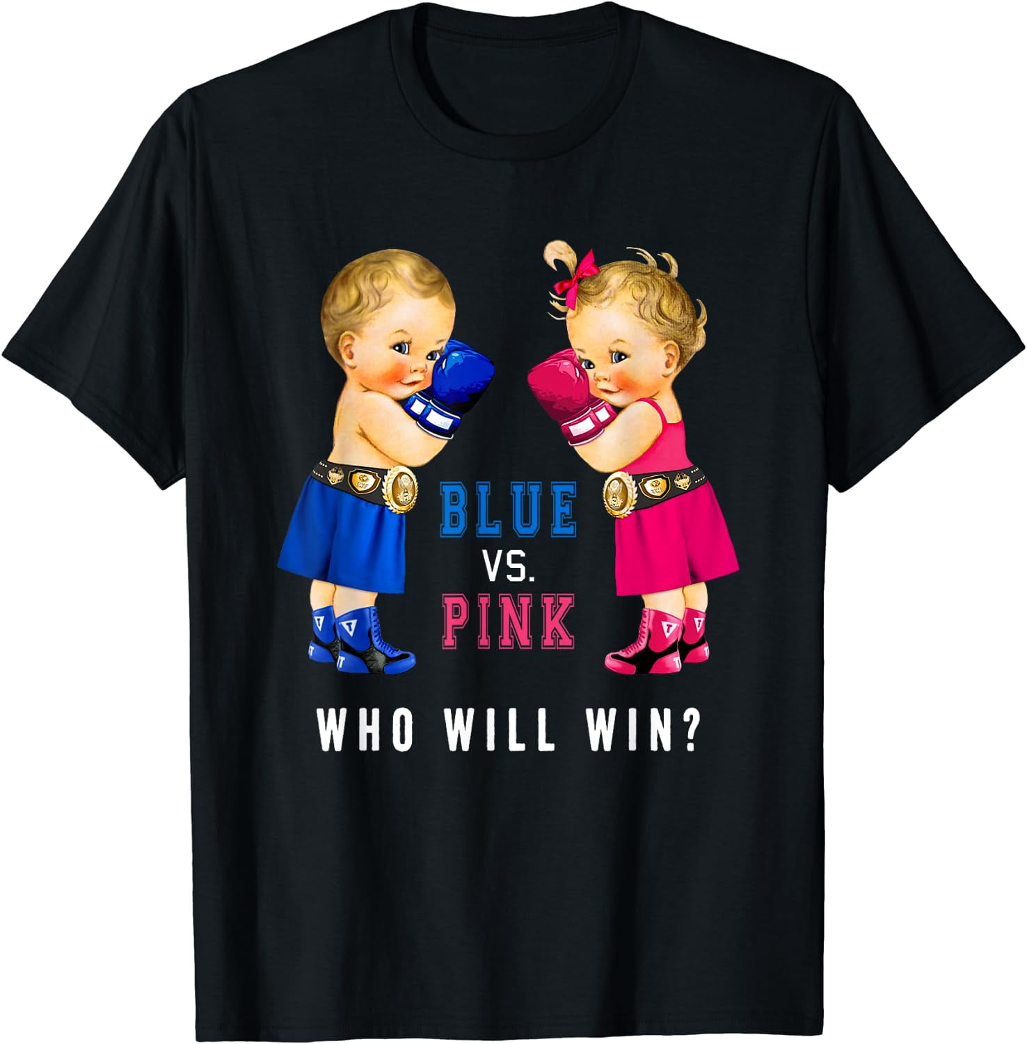 Blue vs Pink Boxing Babies Gender Reveal Party TShirts