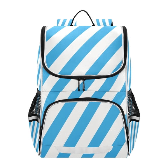 Blue-white Diagonal Stripes Backpack Purse Daypack Book Bag Fashion Accessories Unisex 15L for Commute Travel School
