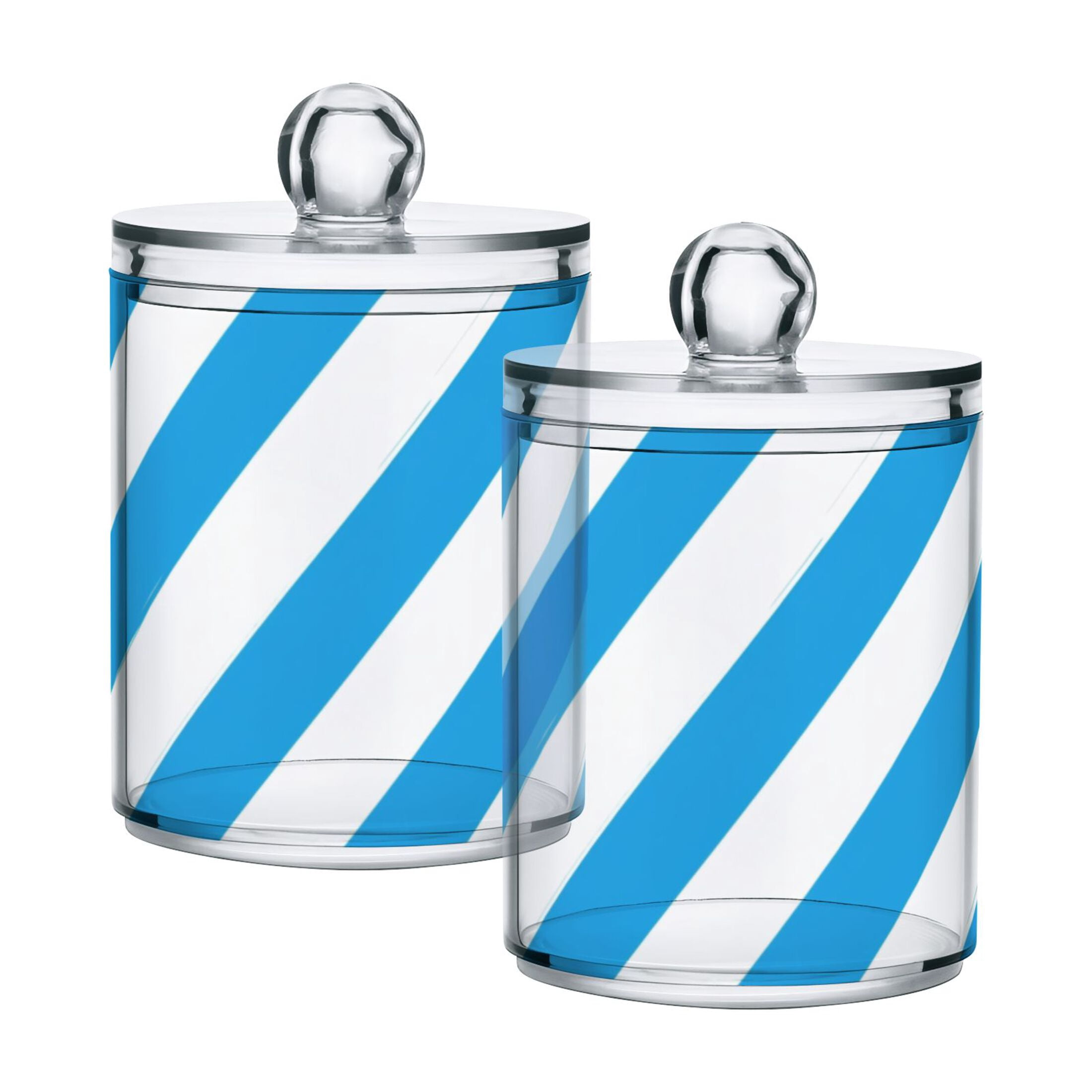 Blue-white Diagonal Stripes Translucent Plastic Cans Storage Canisters ...