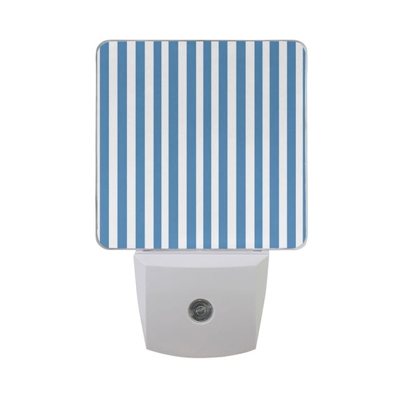Blue-white Narrow Stripes LED Night Light with Smart Sensor Plug Into Wall Dusk to Dawn 2 packs