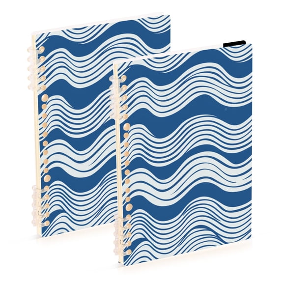 Blue-white Waves Notebook Detachable Coil Notebook Diary Plan Book A5 Size 60 Pages 1 Pack
