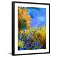 thumbnail image 1 of Art.com Blue wild flowers with an orange tree Art Print by Pol Ledent, Black Frame Wall Art, 23" x 29", 1 of 5