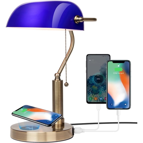 Blue wireless bank charging desk lamp(not include bulb)