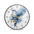 thumbnail image 1 of Blue with Bird Acrylic Wall Clocks Quiet Round Clock Battery Operated Non-Ticking Clock for Bedroom Kitchen Office Decorative 11.9 Inch, 1 of 10