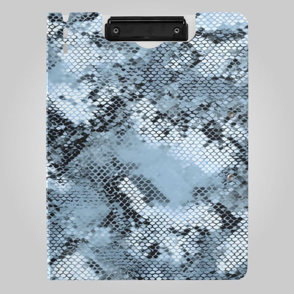 Blue with Black Snake Skin Foldable Binder Folder Clipboard with Pen Slot Double Clips A4 Size File Storage