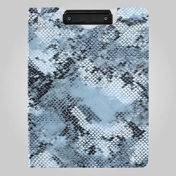 Blue with Black Snake Skin Foldable Binder Folder Clipboard with Pen Slot Double Clips A4 Size File Storage