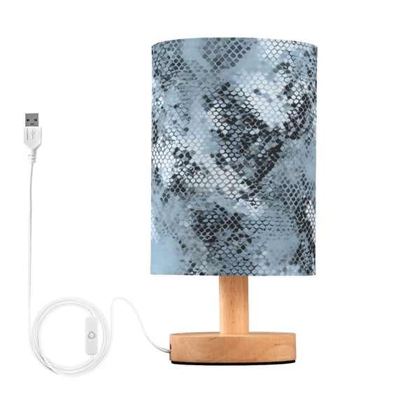 Blue with Black Snake Skin Table Lamp with USB Port LED Warm Light Lamp Night Light Home Decor