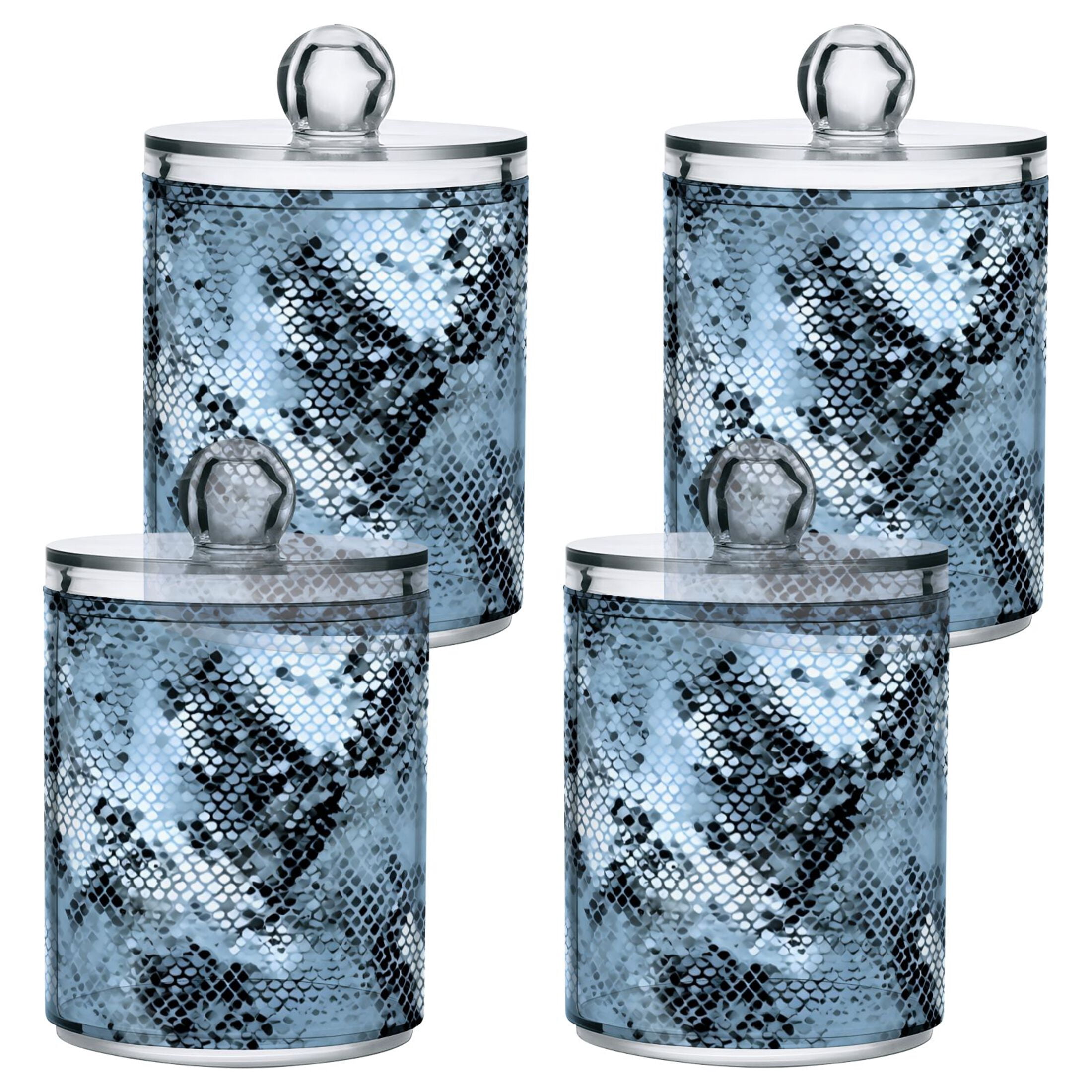 Blue with Black Snake Skin Translucent Plastic Cans Storage Canisters ...