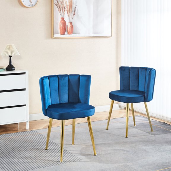 Blue with Golden Legs - Soft Backrest & Easy Setup - Living Room Setting - Comfort & Ease