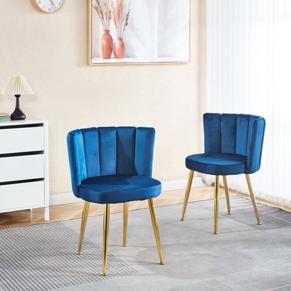 Blue with Golden Legs - Soft Backrest & Free Movement - Living Room Space - Relaxation & Mobility