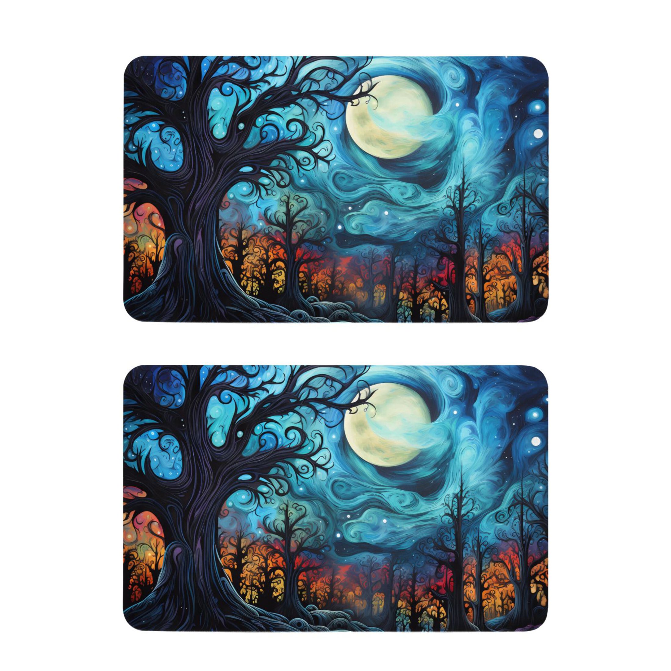 Blue with Tree Fridge Magnetic Sticker Refrigerator Magnets Kitchen ...