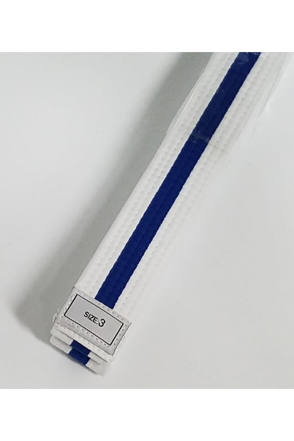 Blue with White Stripe Karate Belt Taekwondo Belts Martial Arts MMA Double Wrap Belts