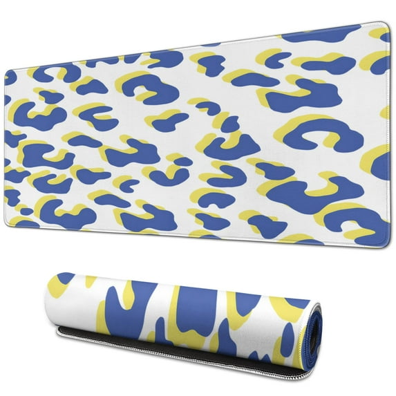 Blue-yellow Spot Camouflage pad Mousewaterproofnon Slip for Office Home Work Gaminggaming Mouse PadRubber Base Mousepad with Stitched Edges 31.5x11.8inches
