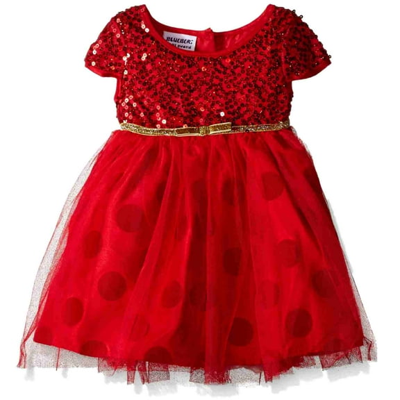 BlueBeri Boulevard Girls Red Sequin Dot Holiday Party Special Occasion Dress 6