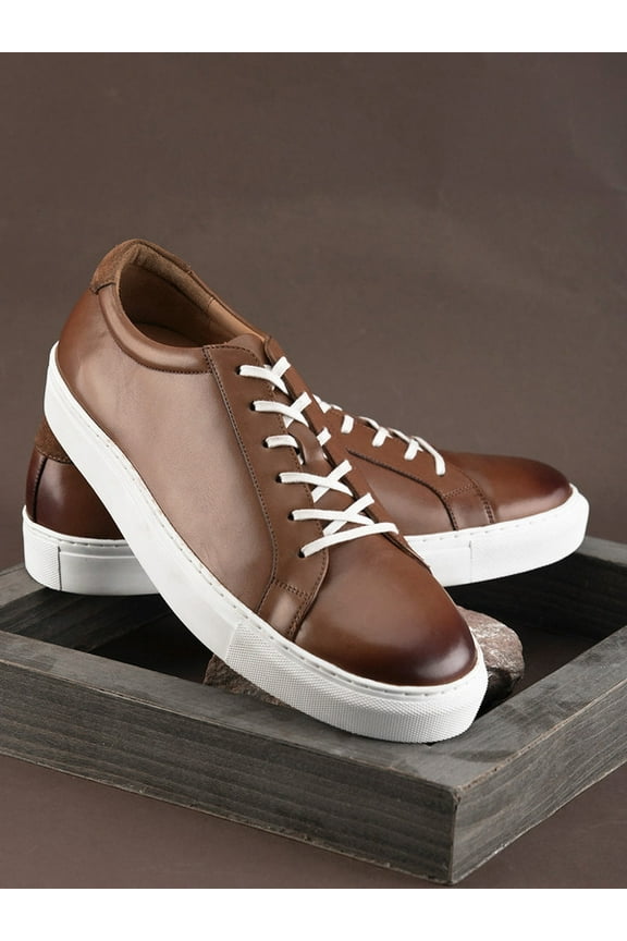 Indian Artisan Handcrafted Brown Crust Leather Sneaker: Timeless Comfort and Durability with Rubber Sole, Taxon Insole, and Handcrafted Stitching