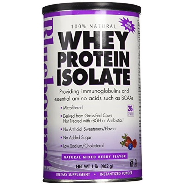 100 Natural Whey Protein Isolate Powder, Mixed Berry, 1 Pound