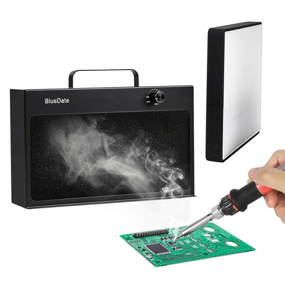 BlueDate HEPA Solder Fume Extractor Fan Solder Smoke Absorber DIY Work Fan for Soldering Station, Hand Engraving, Jewelry Soldering Use with HEPA Filter