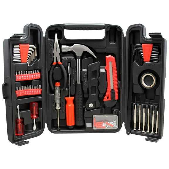 BlueDot Trading 142-Piece Tool Box Storage Case Set with Wrenches, Screwdrivers, Bits, & More