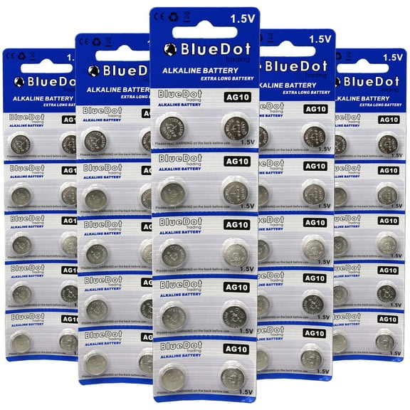 BlueDot Trading AG10 (also known as LR54 and LR1131) Alkaline Button Cell Batteries - 50 Pack