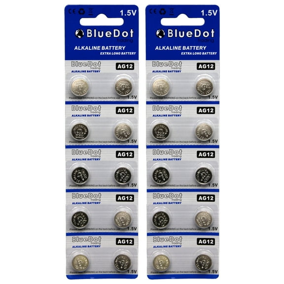 BlueDot Trading AG12 (also known as LR43 and LR1142) Alkaline Button Cell Batteries - 20 Pack