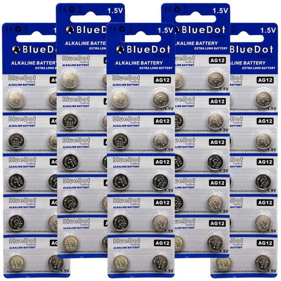 BlueDot Trading AG12 (also known as LR43 and LR1142) Alkaline Button Cell Batteries - 50 Pack